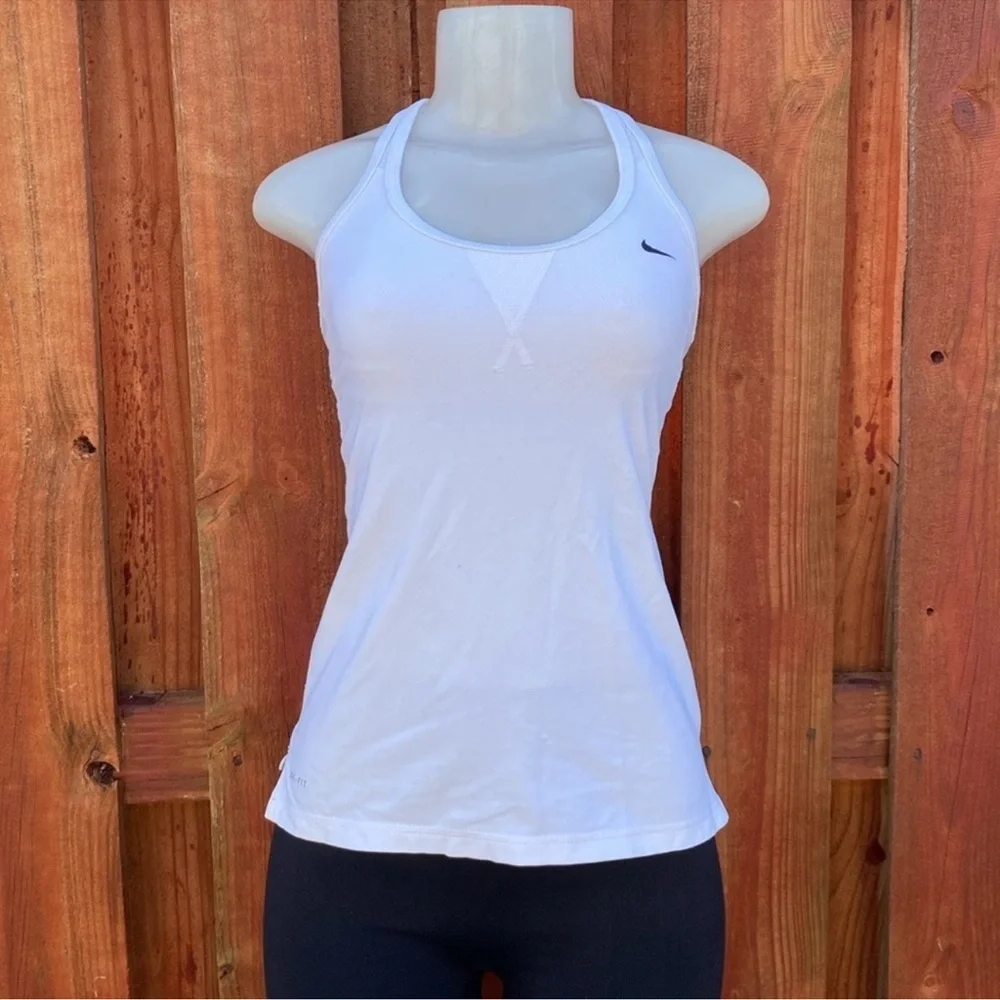 Nike Dri-FIT White Pinhole Mesh Racerback Training Tank Top Size XS